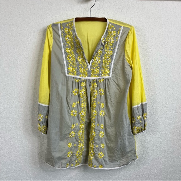 Anthropologie Tops - KAS New York Embroidered Beaded Pocket Tunic